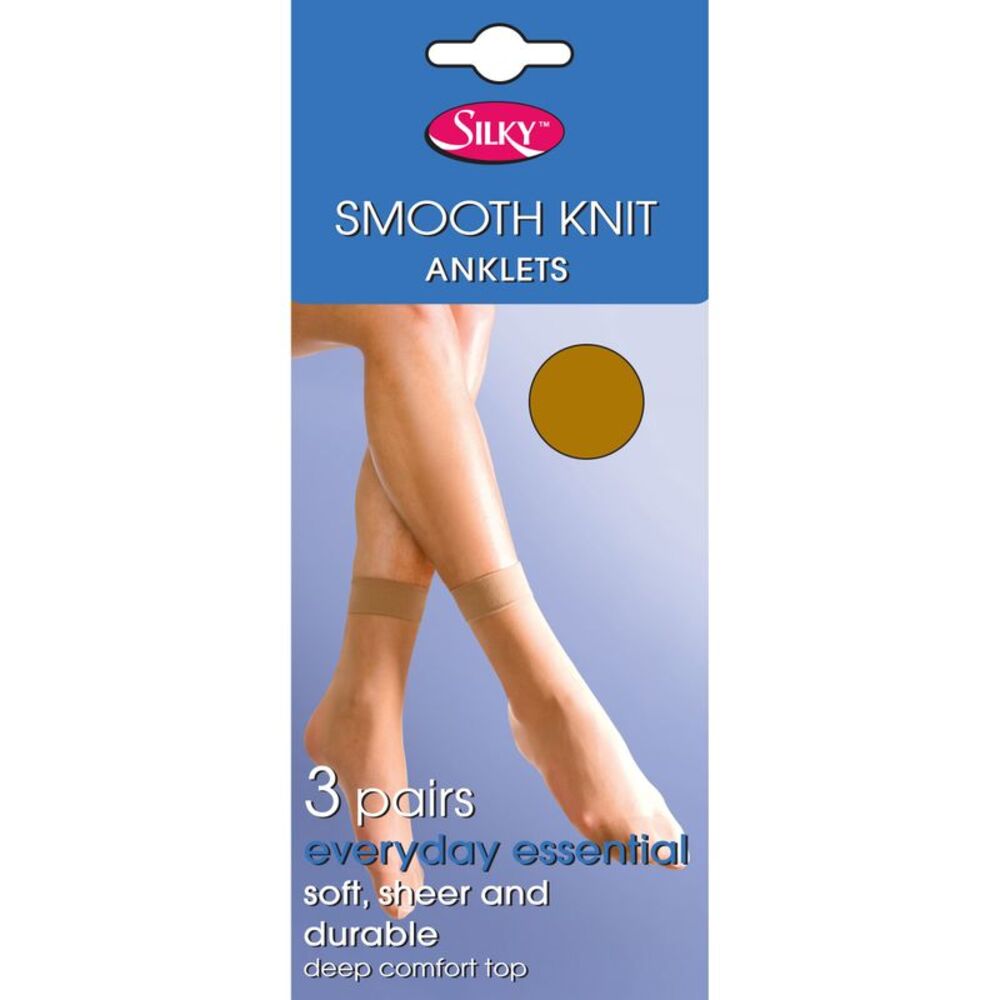 Silky Womens/Ladies Smooth Knit Ankle High (3 Pairs) / Mink